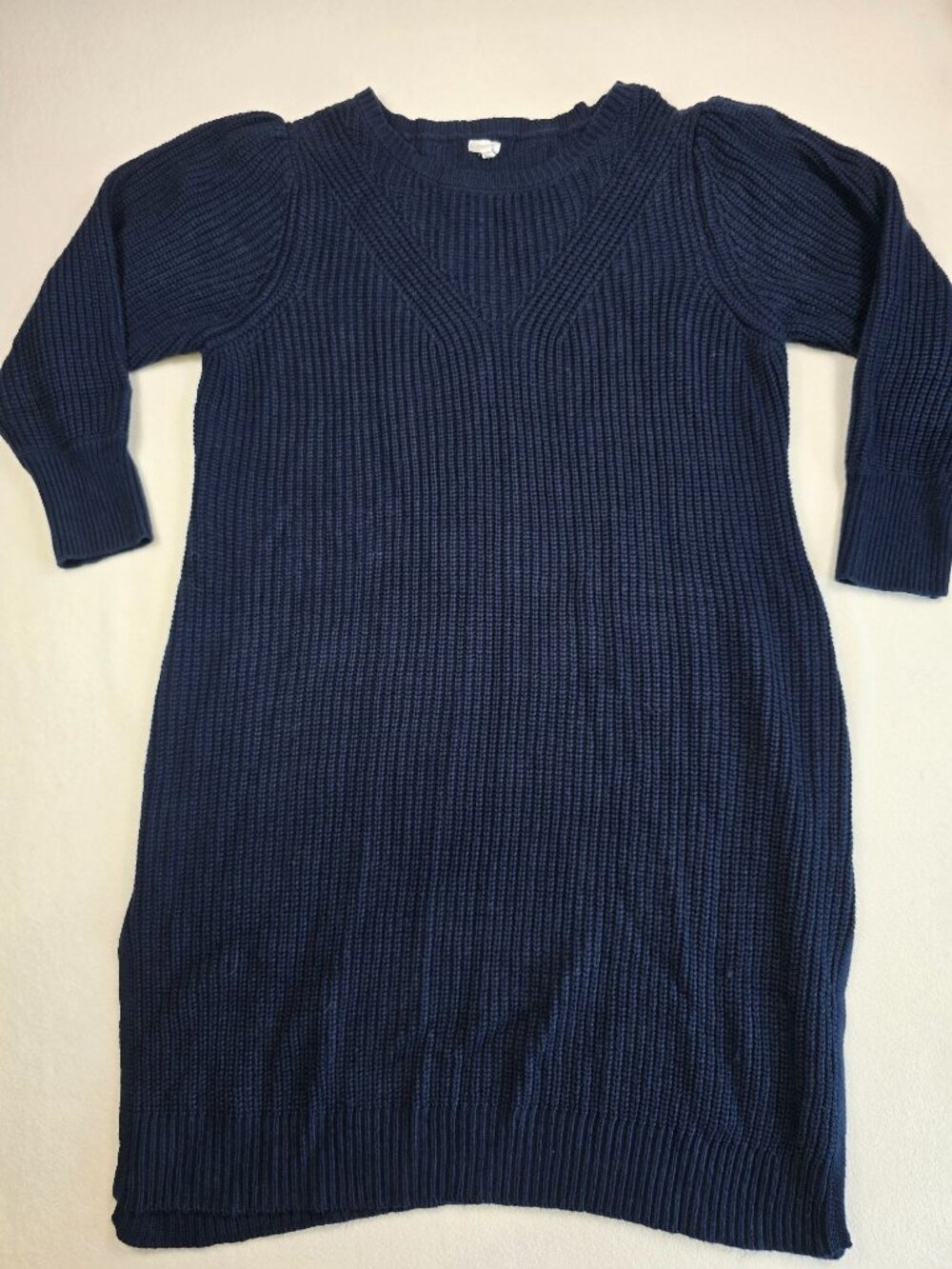 Maurices 3X Ribbed Knit Navy Blue Long Sleeve Sweater Dress